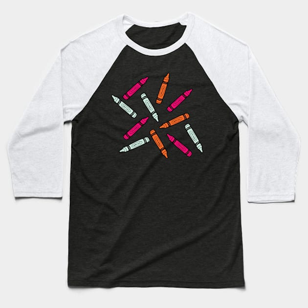 Crayons Pattern Baseball T-Shirt by evannave